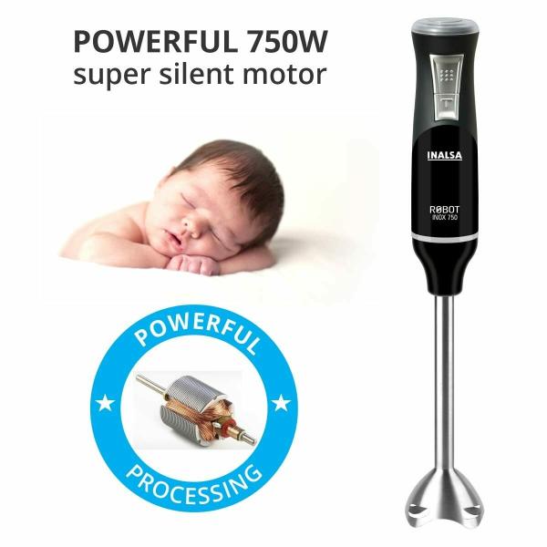 Inalsa HAND BLENDER Robot Inox 750S with Super Silent 750Watt Motor