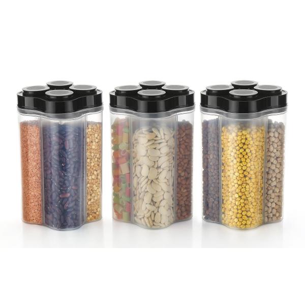 Wintrezza 4 SECTION Unbreakable Plastic Kitchen Storage Containers2400