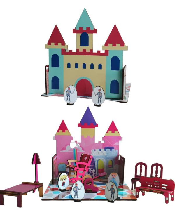 Eqiq Think Labs Multicolor Engineered Wood Mini Castle Doll House for
