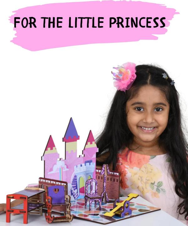 Eqiq Think Labs Multicolor Engineered Wood Mini Castle Doll House for