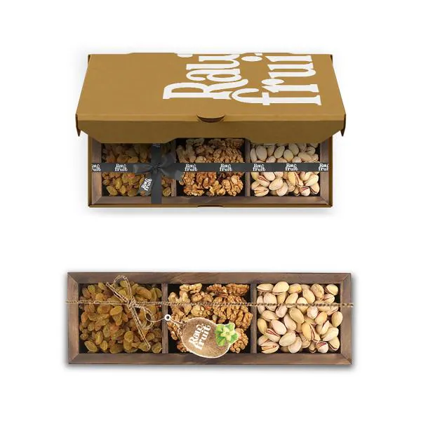 Hyperfoods Wooden Gift Box with Pista, Walnut, Golden Raisins JioMart