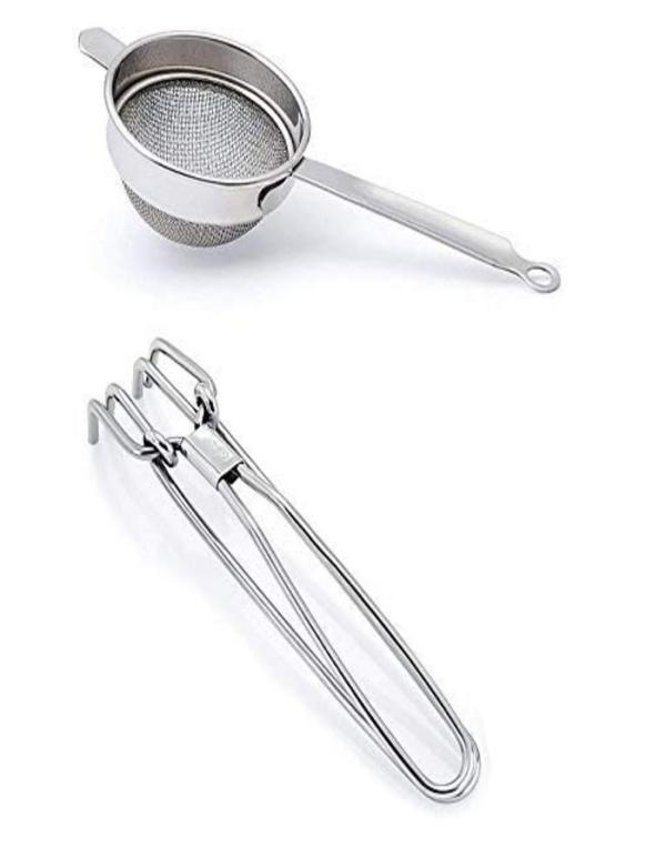 Wofier Stainless Steel Wire Pakad Gripper Tong With Stainless Steel Tea