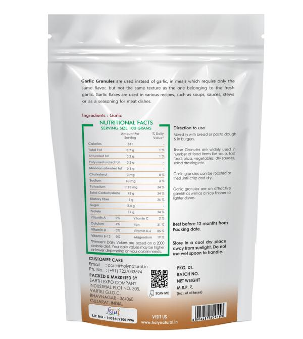 Holy Natural Garlic Granules (500gm), Seasoning & Great flavor, Easy To