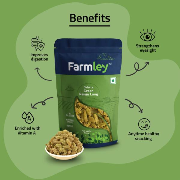 Farmley Selecta Green Raisin Long 500 g - JioMart