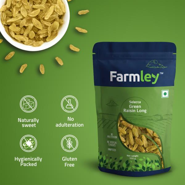 Farmley Selecta Green Raisin Long 500 g - JioMart