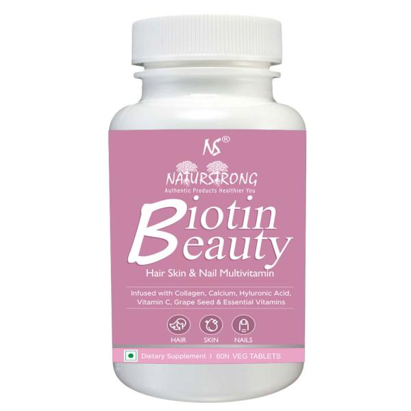 Naturstrong Biotin Beauty Multivitamin 100% RDA High Potency Biotin for  Strong Nails Hair Growth Glowing Skin 60 Tablets - JioMart