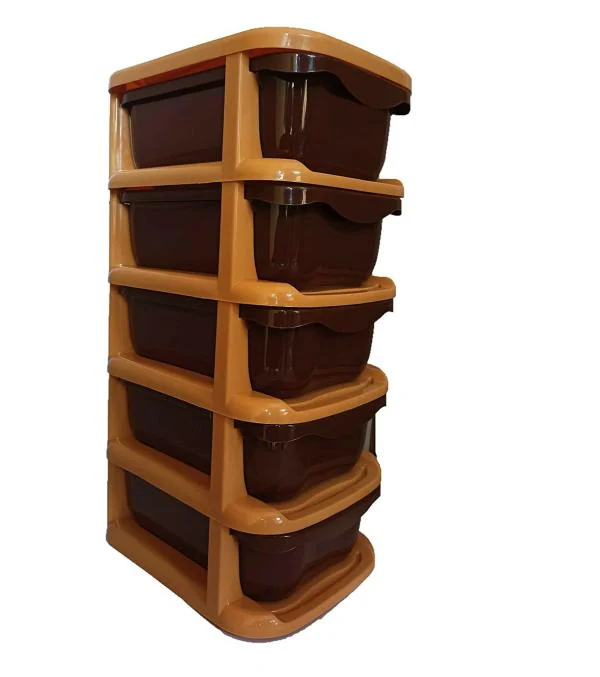 Nabhya Brown Plastic Desktop Drawer Cosmetic and Make up Organizers