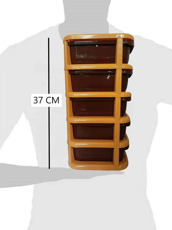 Nabhya Brown Plastic Desktop Drawer Cosmetic and Make up Organizers