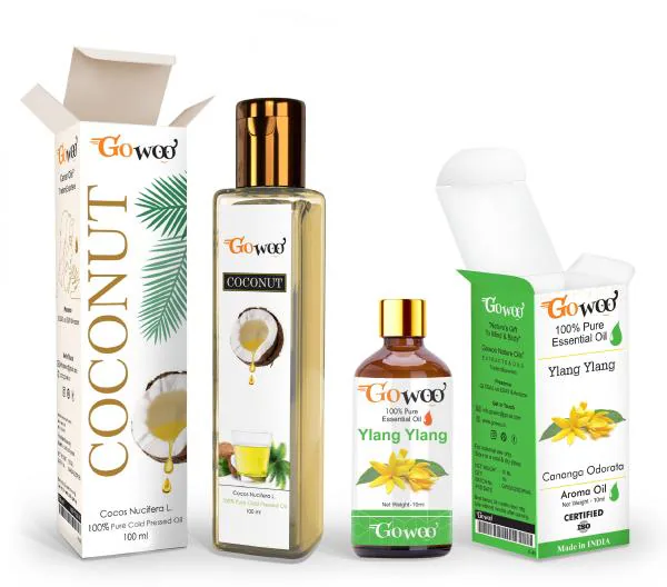 Pack of 2 Ylang Ylang Essential Oil and Coconut Carrier Oil 100 Pure