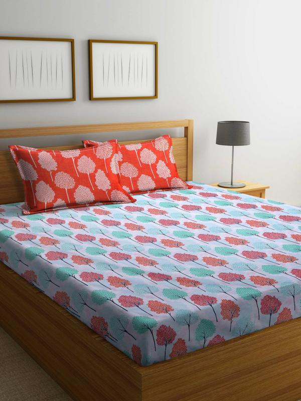 Bombay Dyeing Red Cotton Double Bed Sheet With Pillow Cover JioMart