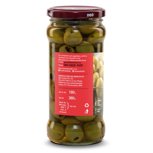 Neo Pitted Green Olives 360g & Sliced Black Olives 430g (Each 1 Unit