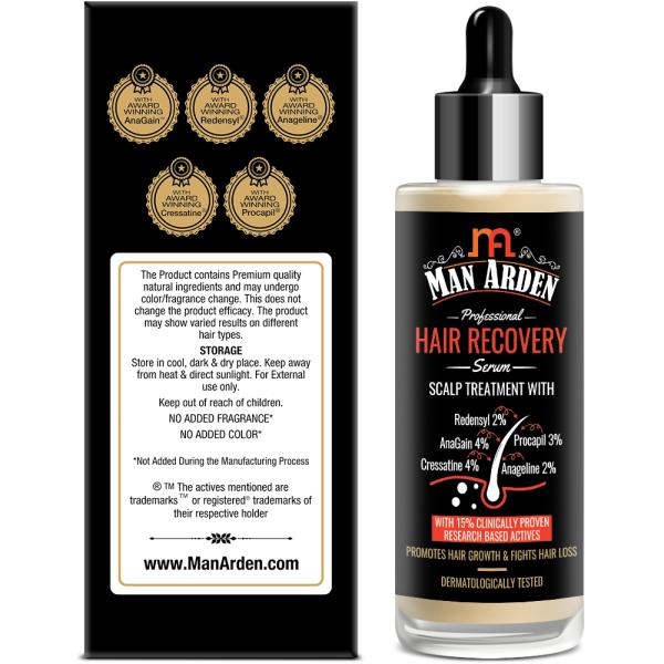 Man Arden Professional Hair Recovery Serum with 15% Clinically Research  Actives, Promotes Hair Growth & Fights Hair Loss, Dermatologically Tested  Scalp Treatment, 60ml - JioMart