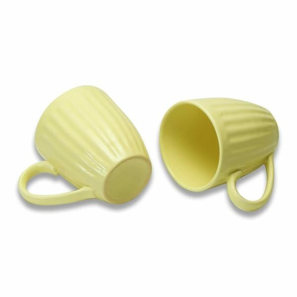 SAIJI MUGS Premium Coffee Mug Set of 2, 300ml (Yellow Glam) Microwave