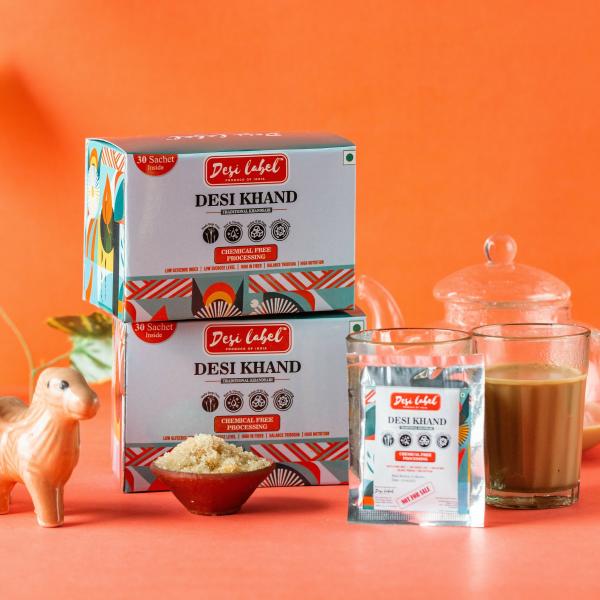 Desi Label Desi Khand khandsari Yellow Sachets Substitute to refined