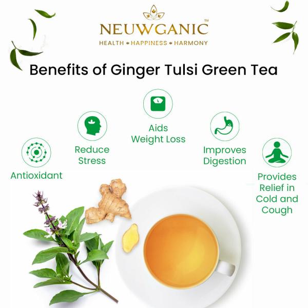 Neuwganic Tulsi Ginger Green Tea Green Tea Weight Loss Reduce