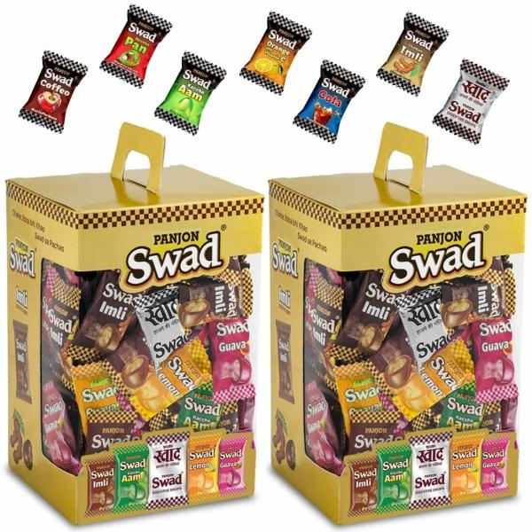 Swad Mixed Candy Gift Box Meetha Pan, Imli, Coffee,Kacha Aam,Orange