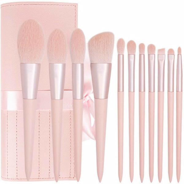 STUNHUB Wooden Handle Professional Makeup Brushes Set With Bag