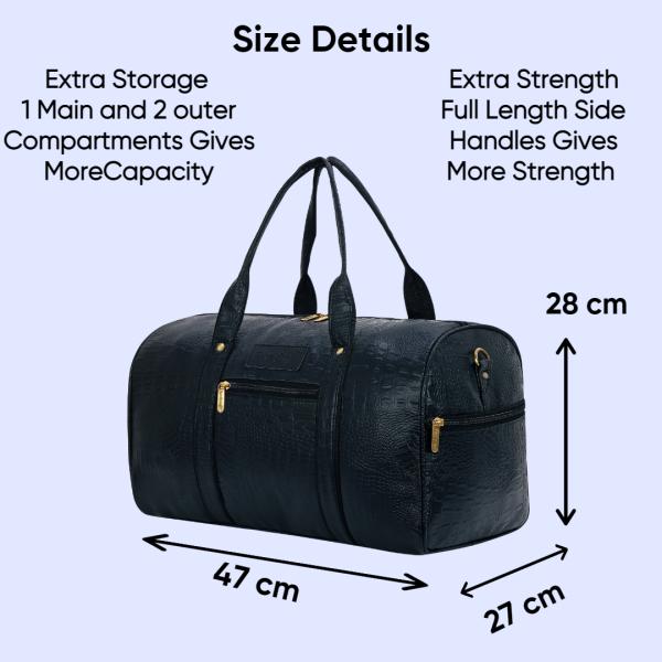 Hard Craft Textured PU Leather Stylish Travel Duffle Medium Cabin Size