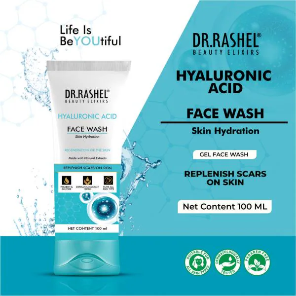 DR. RASHEL HYALURONIC ACID FACE WASH REPLENISH SCARS ON SKIN WITH SKIN