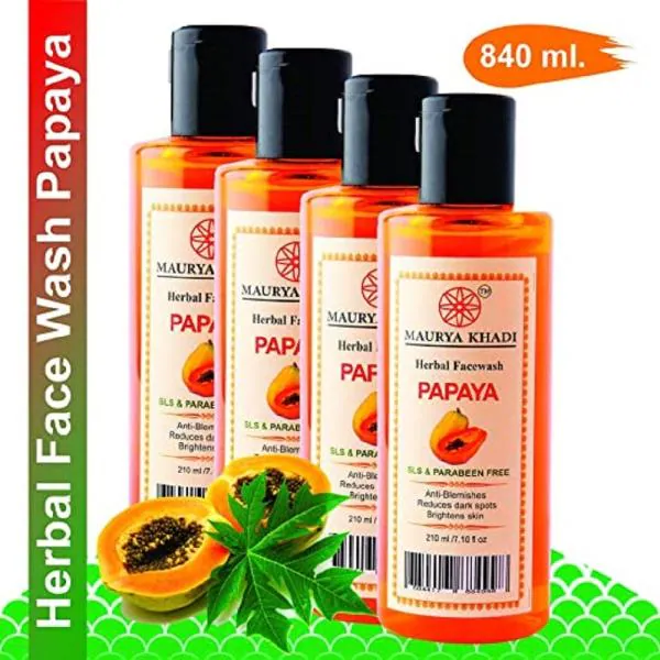 Maurya Khadi Papaya Face Wash, SLS Paraben Free, 210ml Pack of 4 JioMart