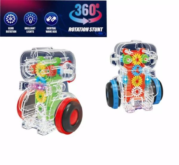 MIMY Robot Gears Car Toys Robot Robotic Slide Transparent Gear Toy Car