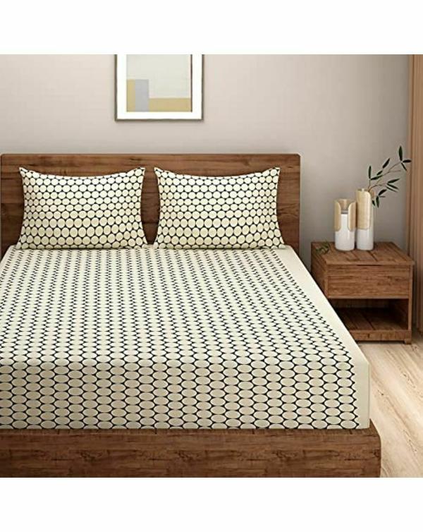 Swayam Geometric Design Vedic Cotton Double Bedsheet with 2 Pillow