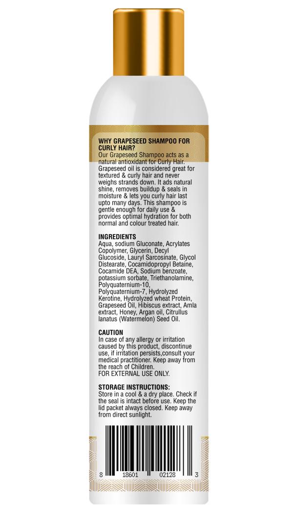 Kayos Grapeseed Shampoo for Dry Frizzy, Wavy & Curly Hair No Paraben