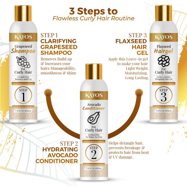 Kayos Grapeseed Shampoo for Dry Frizzy, Wavy & Curly Hair No Paraben