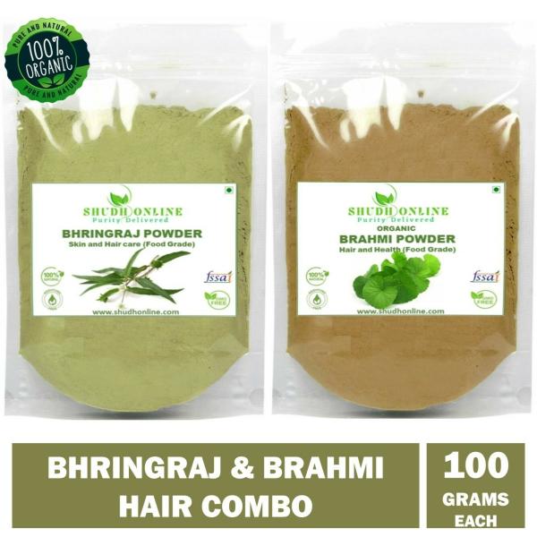 Shudh Online Organic Brahmi and Bhringraj Powder (100g each - 200g) Eclipta  Alba, Bacopa Monnieri for Hair, Skin, Eating (Bramini, Brahmi, Bhrami,  Bharmi, Bringraj, Bringaraja) - JioMart