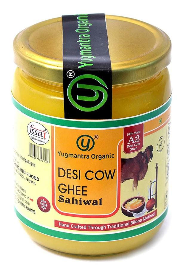 Yugmantra Organic Foods 100 Percent Pure Natural A2 Sahiwal Cow Milk Handmade Desi Ghee 500 ml