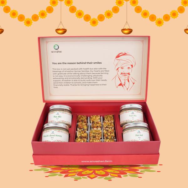 Anveshan Nazrana Diwali Gift Box Pack of 5 (Healthy Sweets and Snacks