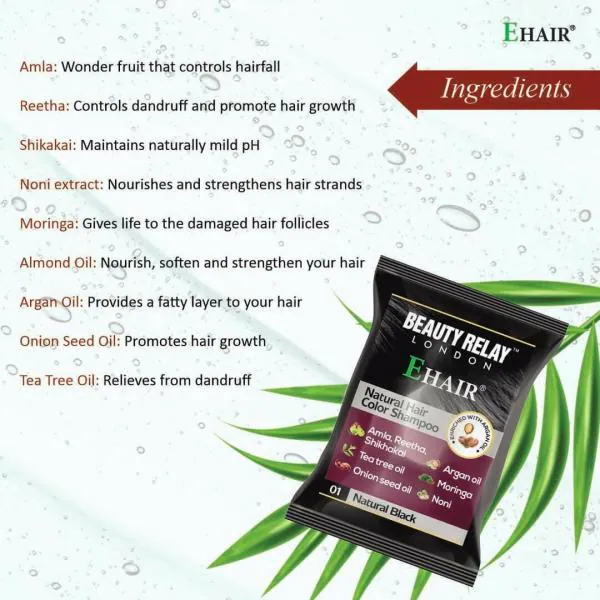 Beauty Relay-E Hair Natural Hair Color Black Shampoo with Vitamin-C,  Shikakai, Bhringraj, Vitamin-E - JioMart