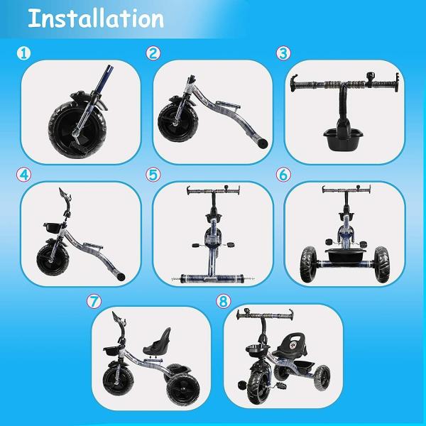 Mezire BST01 Tricycle For Kids With Front & Back Basket, Tricycle For