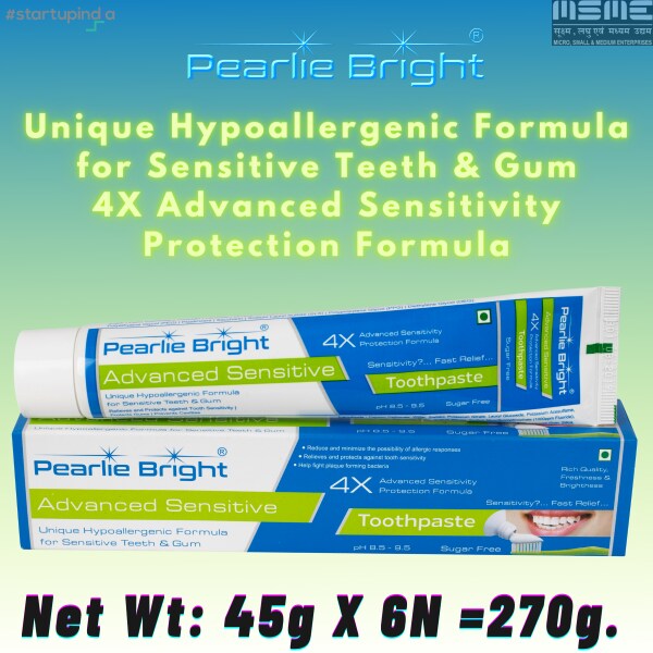 Pearlie Bright Advanced Sensitive SUGAR Free Toothpaste45g (Pack of 6) for Sensitive Teeth and