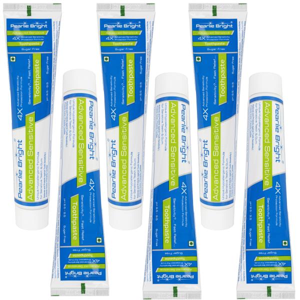 Pearlie Bright Advanced Sensitive SUGAR Free Toothpaste45g (Pack of 6) for Sensitive Teeth and