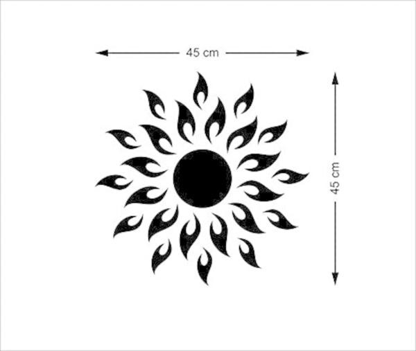 Look Decor Red, Golden Red Sun Wall Stickers 3D Mirror Stickers (Pack