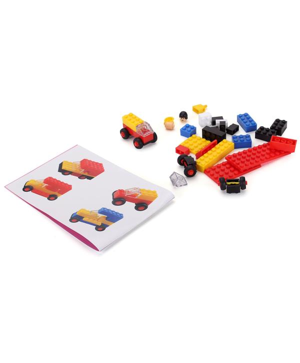 PEACOCK Smart Blocks Wheel Car Set, Multicolor (Set of 63 Pieces and 4