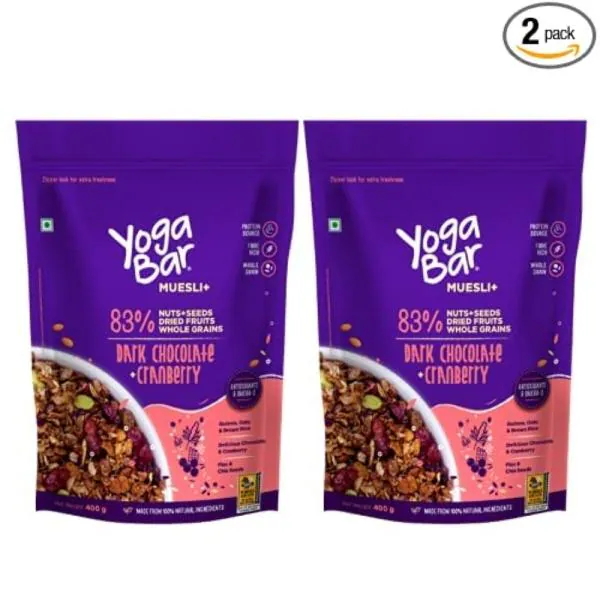 Yogabar Wholegrain Breakfast Muesli Dark Chocolate+ Cranberry, 400g
