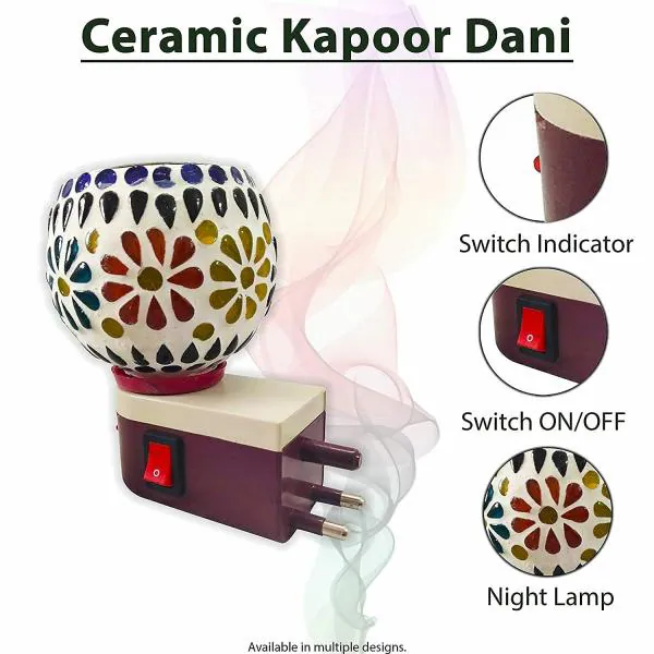 Homeleven 3 in1 Electric Camphor Diffuser Ceramic Kapoor Dani Night