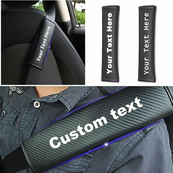 CARIZO 2Pcs Seat Belt Shoulder Pads for Comfort, Embroidered Logo