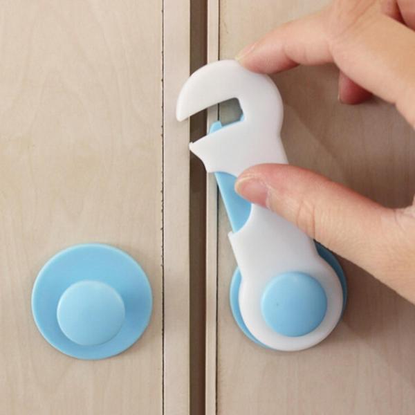 elegantstunning 20PCS Round Paste Cabinet Door Handle Baby Safety Door Handle with Double-Sided Adhesive Blue 20Pcs 