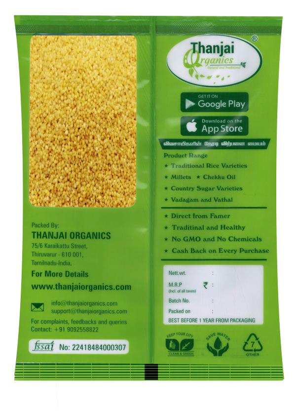 Thanjai Organics Foxtail Millet 3 kg Thinai Rice Kangni Thina