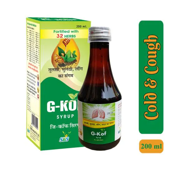 SBS GKof Syrup All Natural Ayurvedic Cough Syrup For Sore Throat And