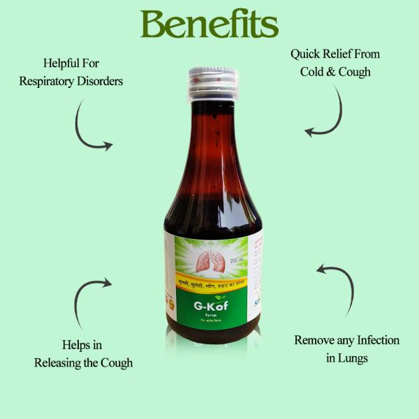 SBS GKof Syrup All Natural Ayurvedic Cough Syrup For Sore Throat And Painful Coughing 200ml