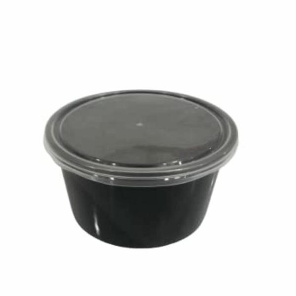 Hriday Foods 500 ml Black Round Container with Air Tight Transparent