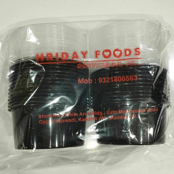 Hriday Foods 500 ml Black Round Container with Air Tight Transparent