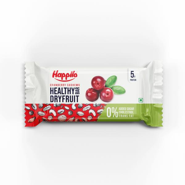 Happilo Celebration Cranberry Cashews Healthy Dry Fruit Bar (35gx6