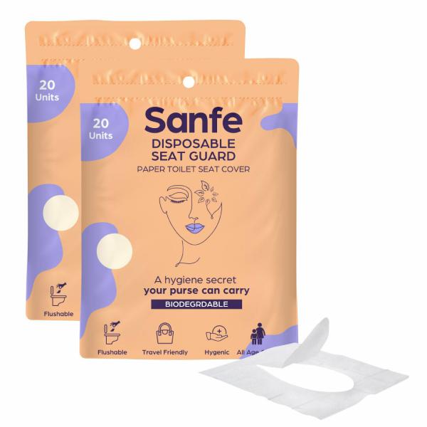 Sanfe Disposable Toilet Seat Guard (40 Sheets) No Direct Contact with
