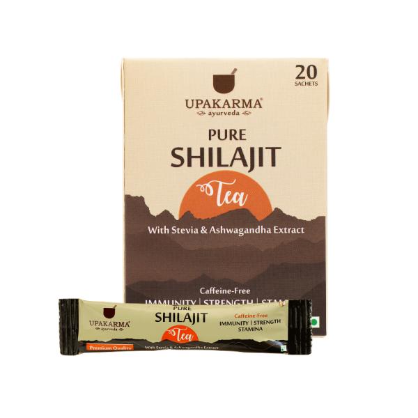 UPAKARMA Ayurveda Pure Shilajit Tea Stevia Ashwagandha Extract 1000 mg