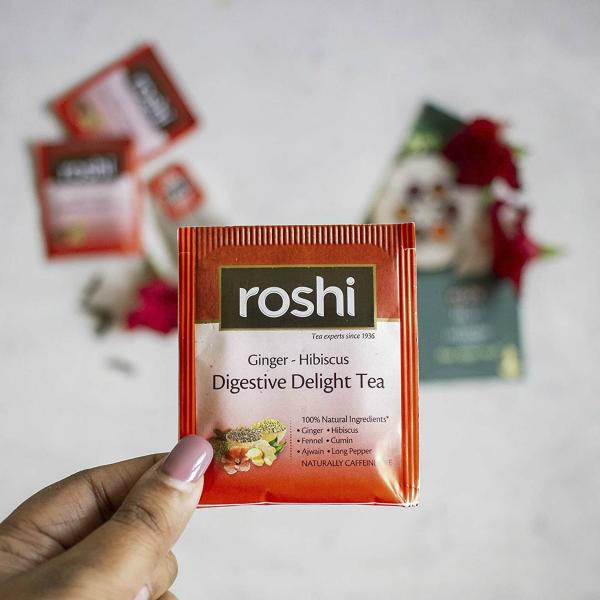 Roshi Digestive Herbal Tea Ginger, Hibiscus, Saunf And Ajwain After